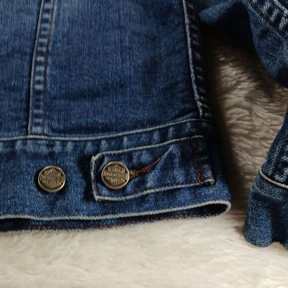 Harley Davidson Y2K Womans Denim Jacket Embroidered V-Twin Back. Womans Large.. - Picture 14 of 16